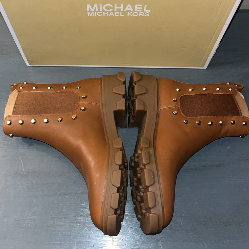 MICHAEL MICHAEL KORS Womens Brown Back Pull-Tab Ridley Leather Chelsea Boot 5.5M - Picture 4 of 16